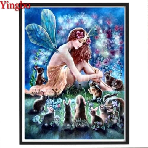 Diy Butterfly Fairy and Bunny Diamond Painting Cross Stitch Kit Full Square Round Drill Rhinestone Embroidery Mosaic Home Decor
