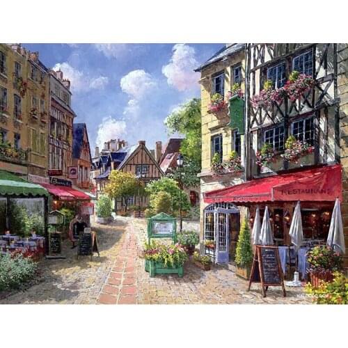 DIY Digital Painting By Numbers flower street oil painting mural Kits Coloring Wall Art Picture Gift frameless