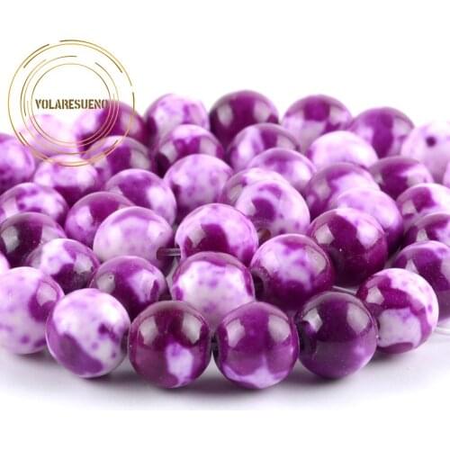 Natural Purple Red Spotted Rain Beads For Jewelry Making Diy Round Loose Spacer Beads Bracelet Necklace Charms 4/6/8/10/12mm 15