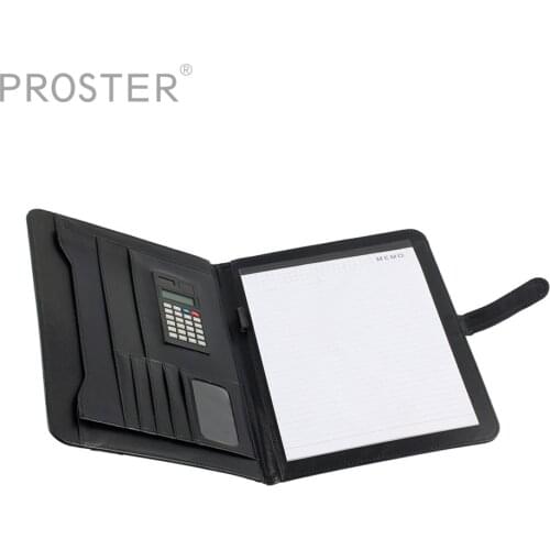 Proster Black A4 Executive Conference Folder Portfolio PU Leather Business Document Organiser with Calculator