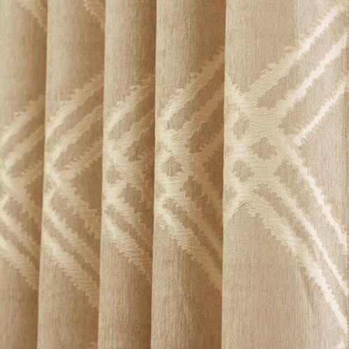 Custom curtains Europe curtain Chenille Jacquard thick coffee geometry bedroom shade livingroom blackout curtain tulle yarn M606