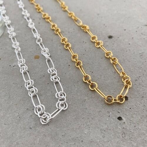 18k gold Heavy Industry Authentic 925 Sterling silver white/ gold Circles chain Coker Necklace charms France TLX2171