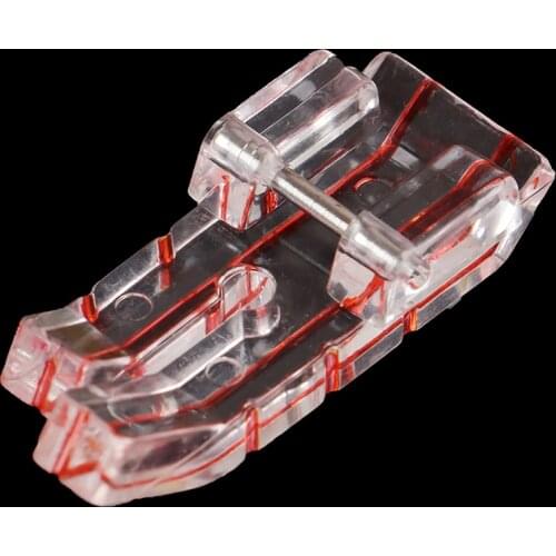 1Pcs Top Quality Center Line DIY Sewing Foot for Household Multifunction Sewing Machines Plastic Clear Red Line Presser Foot