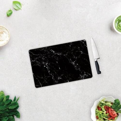 Black Marble Look Tempered Glass Cutting Board Different Sizes Made in Turkey