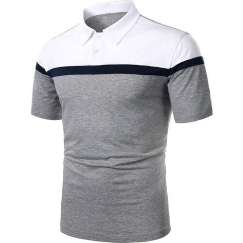 Summer mens short-sleeved POLO shirt fashion color matching casual all-match breathable T-shirt business men