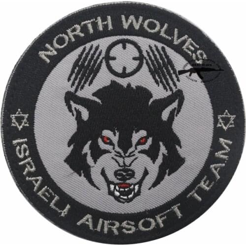 North Wolves Israeli Israel Airsoft Team Emblem Tactical Patches Army Embroidery Patches badge Military Applique