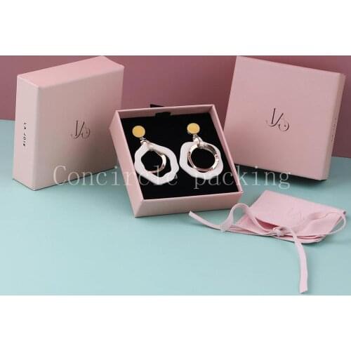 Wholesale 500sets/lot Custom luxury jewelry cardboard drawer boxes with customized jewelry bags Necklace Bracelet Earrings Box