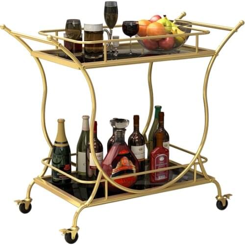 Nordic Trolley Hotel Golden Wine Servicer Mobile Tea Table Cake Car Wrought Iron Household Restaurant Dining Car