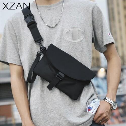 Vintage Trend Waterproof Men Fashion Shoulder Bag Nylon Chest Bags Solid Color Messenger Bags Casual Male Crossbody Bag