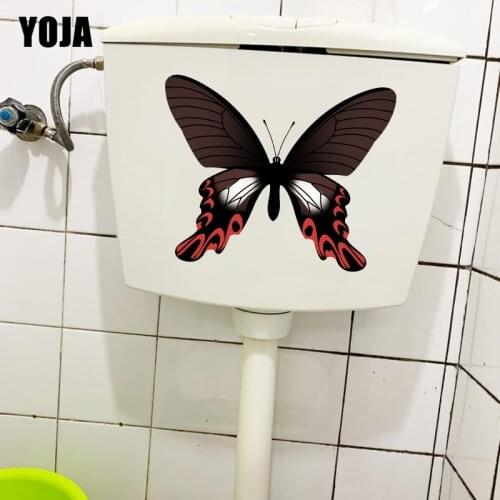 YOJA 21.6X17.4CM Black Butterfly Funny Cartoon Wall Sticker Toilet Decals House Decoration T1-2205