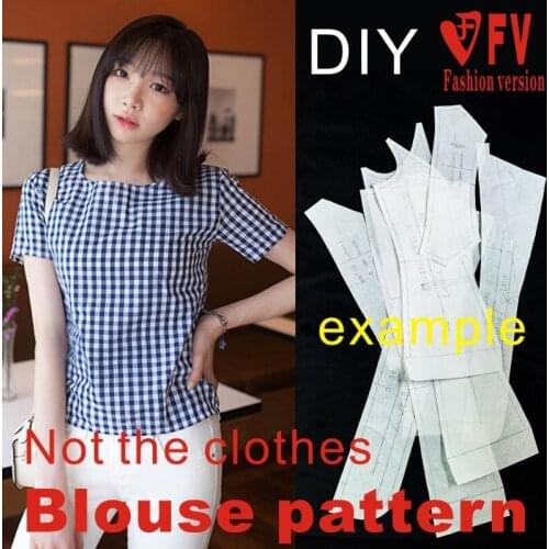 Sewing pattern womens round neck short-sleeved shirt pattern 1:1 clothing design drawing BCY-49