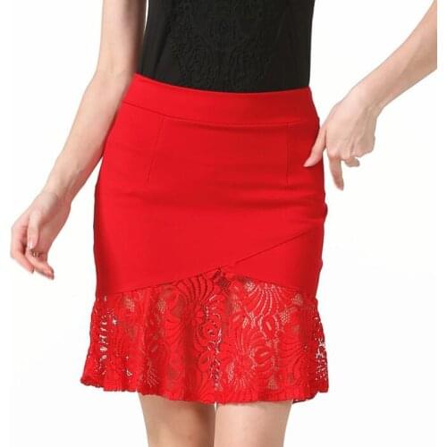 England Style skirts womens Slim High Waist Elastic Large Size Stitching Lace Sexy Skirt faldas S-5XL