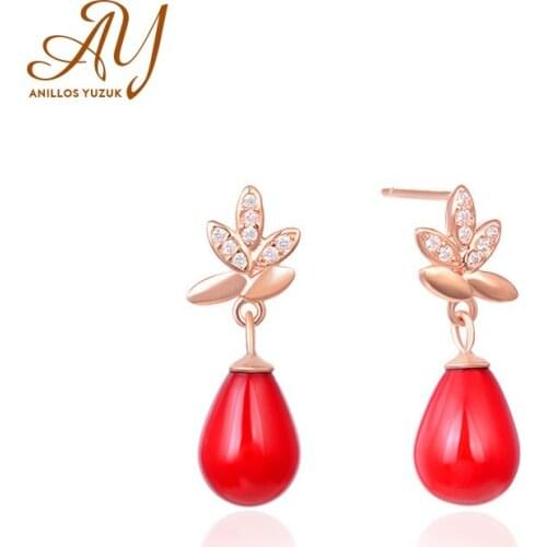 Anillos Yuzuk Silver 925 Jewelry Red Aate Carnelian Diamone Drop Earrings For Women Silver Fine Jewelry Rose Gold Earring Gift