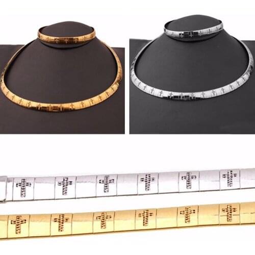 Women Collar Choker Necklace&Bangle Bracelet Jewelry Set Silver Color Gold Color Stainless Steel Snake Chain Necklace Bracelet