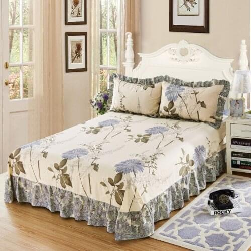 1pc Cotton Bedspread Wedding Fitted Sheet Cover Soft Non-Slip King Queen Bed Skirt 250x250cm Bedsheets Bed Cover No Pillowcase
