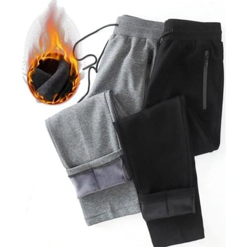 2021 Thick Fleece Jogger Mens Pants Cotton Trousers Male Winter Warm Velvet Sweatpants Tracksuit Joggers Autumn Winter L-8XL