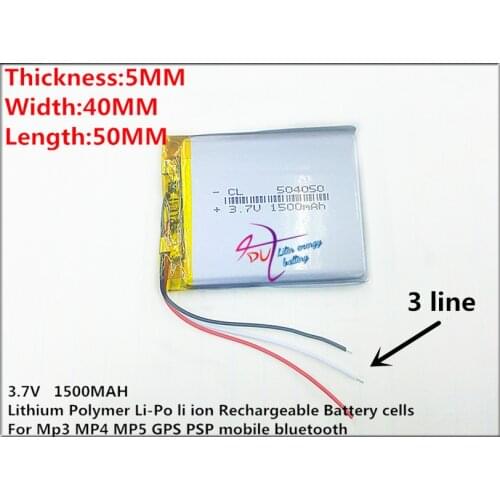 3 line 504050 3.7V 1500MAH (polymer lithium ion / Li-ion battery ) for Smart watch,GPS,mp3,mp4,cell phone,speaker