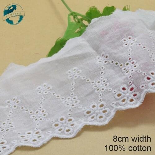 3yards 8cm white 100% cotton embroidery lace french lace ribbon fabric guipure diy trims warp knitting sewing Accessories#3074