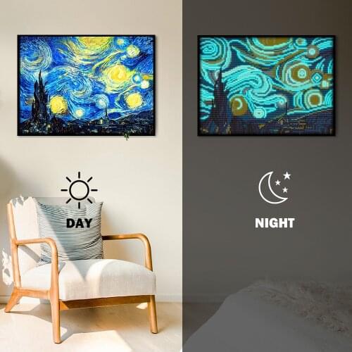 5D DIY starry sky luminous diamond painting on number adults Rhinestone Embroidery diamond Home decoration modern