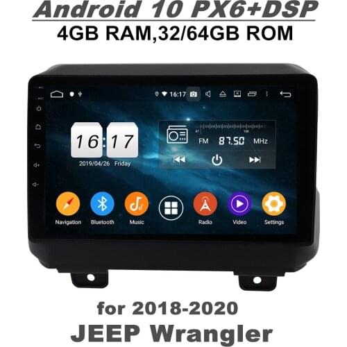 CarPlay & Android Auto 4gb+64gb PX6 Android 10 Car DVD Player for Jeep Wrangler 2018-2020 DSP Radio GPS WIFI Bluetooth 5.0