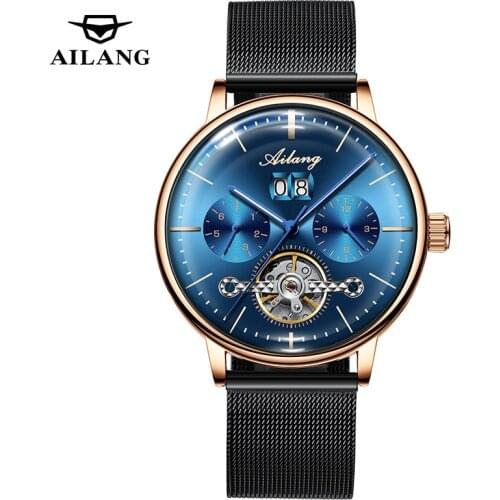 AILANG New Business 30M Life Waterproof Men Watch Hollow Tourbillon Automatic Mechanical Multifunction Luminous Watches 8622A