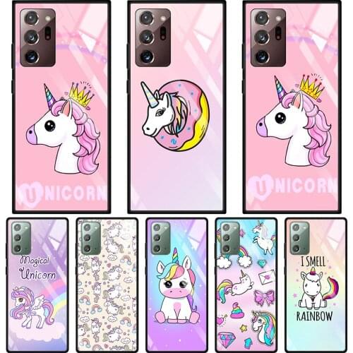 Tempered Glass Cases For Samsung Galaxy Note 20 Ultra 10 Plus Lite 5G 9 8 Back Cover Phone Shell Unicorn Dolls