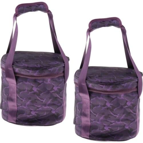 2pcs Carrying Case Padded Travelling Bag Oxford Cloth Cotton Purple for Crystal Singing Bowl Parts, 14