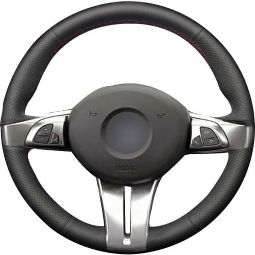 Black Natural Leather Car Steering Wheel Cover for BMW Z4 E85 (Roadster) 2003-2008 E86 (Coupe) 2005-2008