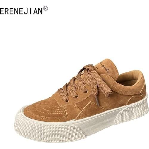 ERENEJIAN 2021 Fashion Mens Flat Canvas Shoes Thick Soled Walking Sneakers Lace Up Footwear Non Slip Sapatos Chaussure Hombre