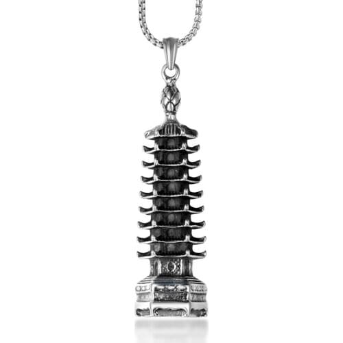 FATE LOVE New of 2020 Hot Sale Male Men Tower Shape Necklaces Pendants Stainless Steel 55/60 cm Chain Fashion jewelry