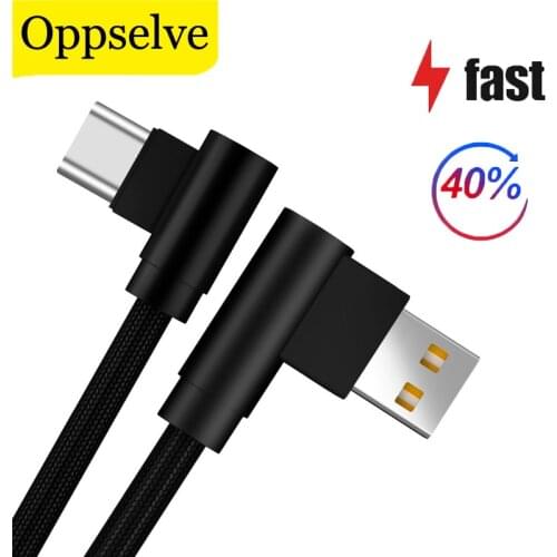 Oppselve Micro USB Type C Fast Charging L Shape Cable for Sumsang Galaxy S21 S20 Huawei Type-c L Elbow Android Mobile Phone Wire
