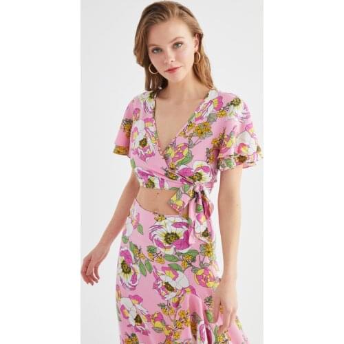 Trendyol Colorful Flower Pattern Bottom-Top Suit TBESS21AU0076