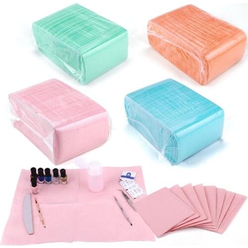 5/125Pcs Nail Art Table Mat Disposable Foldable Clean Pad Beauty Nail Care Polish Waterproof Tablecloth Manicure Tool Lint Paper