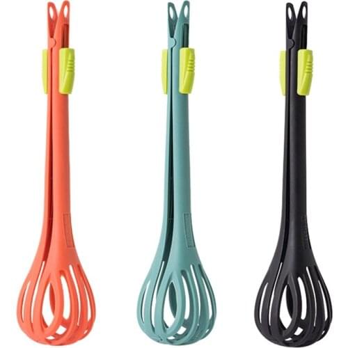 Creative Egg Beater Food Tongs 2 in 1 Nylon Egg Whisk Mixer Stirrer Noodle Spaghetti Tongs Bread Salad Food Clips Kitchen Tools