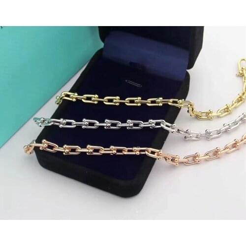 Hot brand jewelry hardwear letter bracelet for women men u shape link chain bracelet Graduated stainless steel couple jewelry