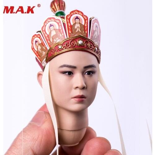 DIY Male Head Model Toys 1:6 Scale Journey to the West Tang Monk Man Head Carving with Neck Toy for 12'' Man Action Figure Body