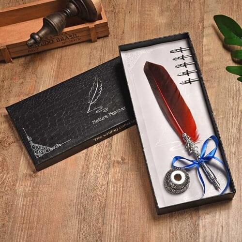 Natural feather dip pen holder calligraphy pen feather Fountain pen set