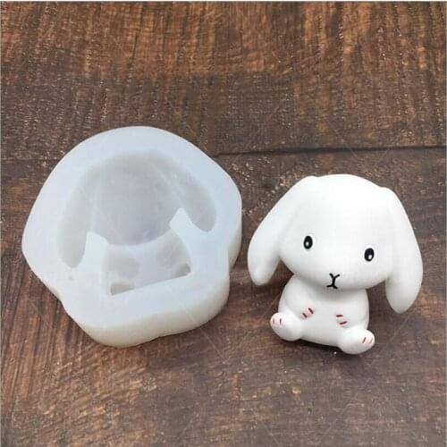 New lop ear rabbit fondant silicone mold cake decoration diy homemade rabbit aromatherapy plaster mold Epoxy