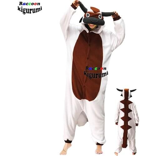 2021 New God Cow Cartoon Onesie Pajama Women Men Suit Animal Cospaly Adults Couple Christmas Raccoon Kigurumi