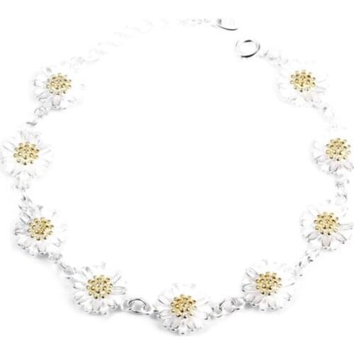 New Korean Style Jewelry Flower Fashion Chrysanthemum Yellow Bracelet Silver Plated
