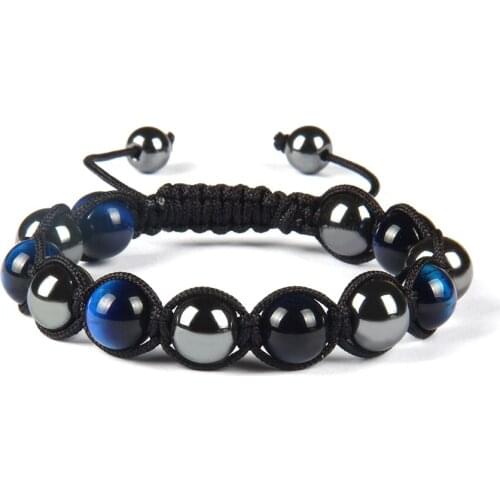 Ailatu Wholesale 10pcs 10mm Natural Blue, Pink and Green Healing Energy Tiger Eye Stone Beads Macrame Bracelet Balance Jewelry