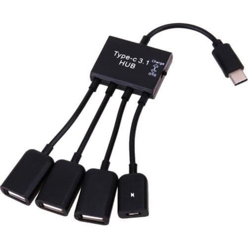 OTG 4 Port Type-C USB Hub Cable Power Charging Connector Adapter Cable USB 3.1 Type C to Micro USB Power Charger Cable