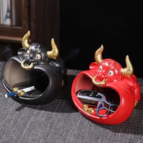 WSHYUFEI Household cute cartoon small animal ashtray creative personality trend car windproof ash-proof ceramic ashtray storage