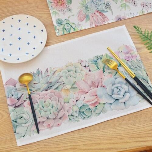 Succulents Ins Style Placemats Waterproof Double Insulation Table Mat Placemat for Kitchen Decorations