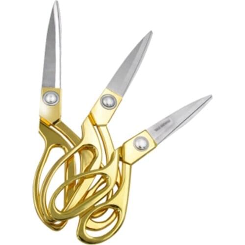Prajna Professional Tailor Vintage High Quality Stainless Steel Scissors Leather Fabric Cutter Golden Needlework Scissors Sharp