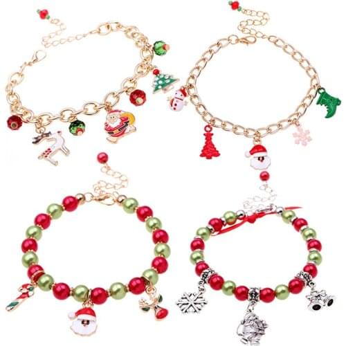 Christmas Bracelet Santa Claus Elk Xmas Tree Pendant Christmas Decorations for Home Navidad 2020 Xmas Ornaments New Year Gift
