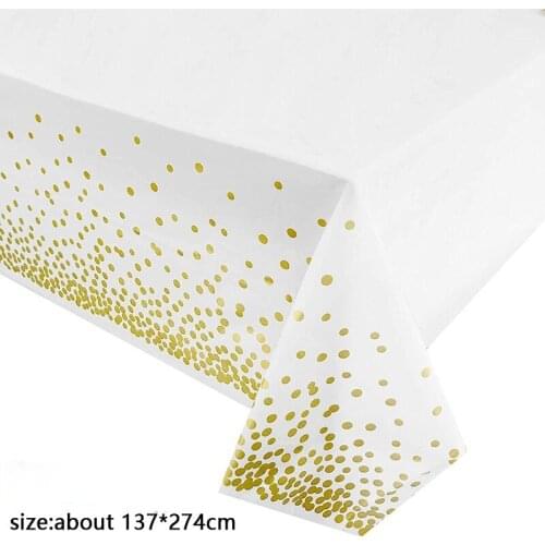Rose Gold Dot Gilded Tablecloth 137*274cm Disposable Table cloth Kids Birthday Party Supplies Baby Shower Wedding Home Decor