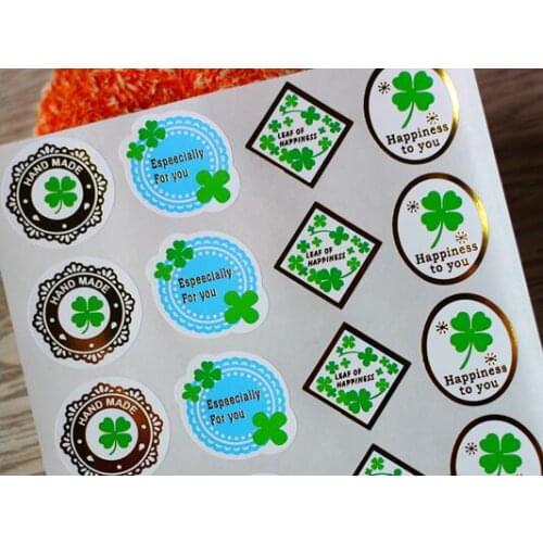 400 pcs Clover pattern self-adhesive paper sticker for decoration/gift/baking, Item No.TK50