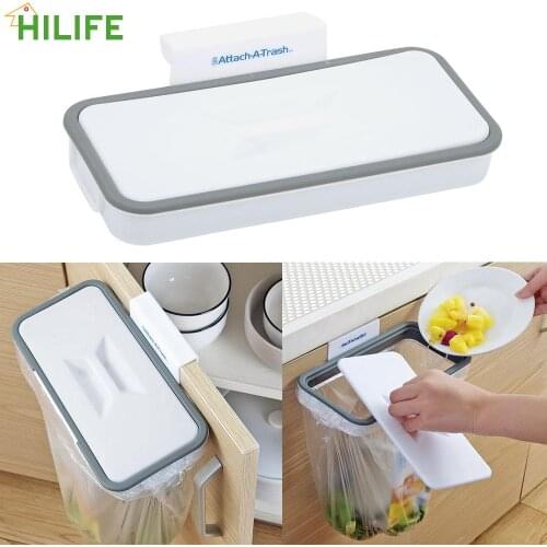 Cupboard Door Back Hanging Storage Racks Garbage Bag Holder Kitchen Garbage Bag Holder Convenient Trash Rack with Lid