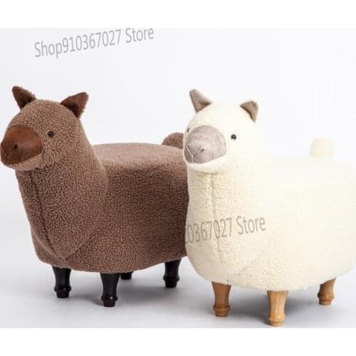 Nordic solid wood shoe changing stool alpaca creative shoe stool removable and washable animal pier low stool designer sofa stoo
